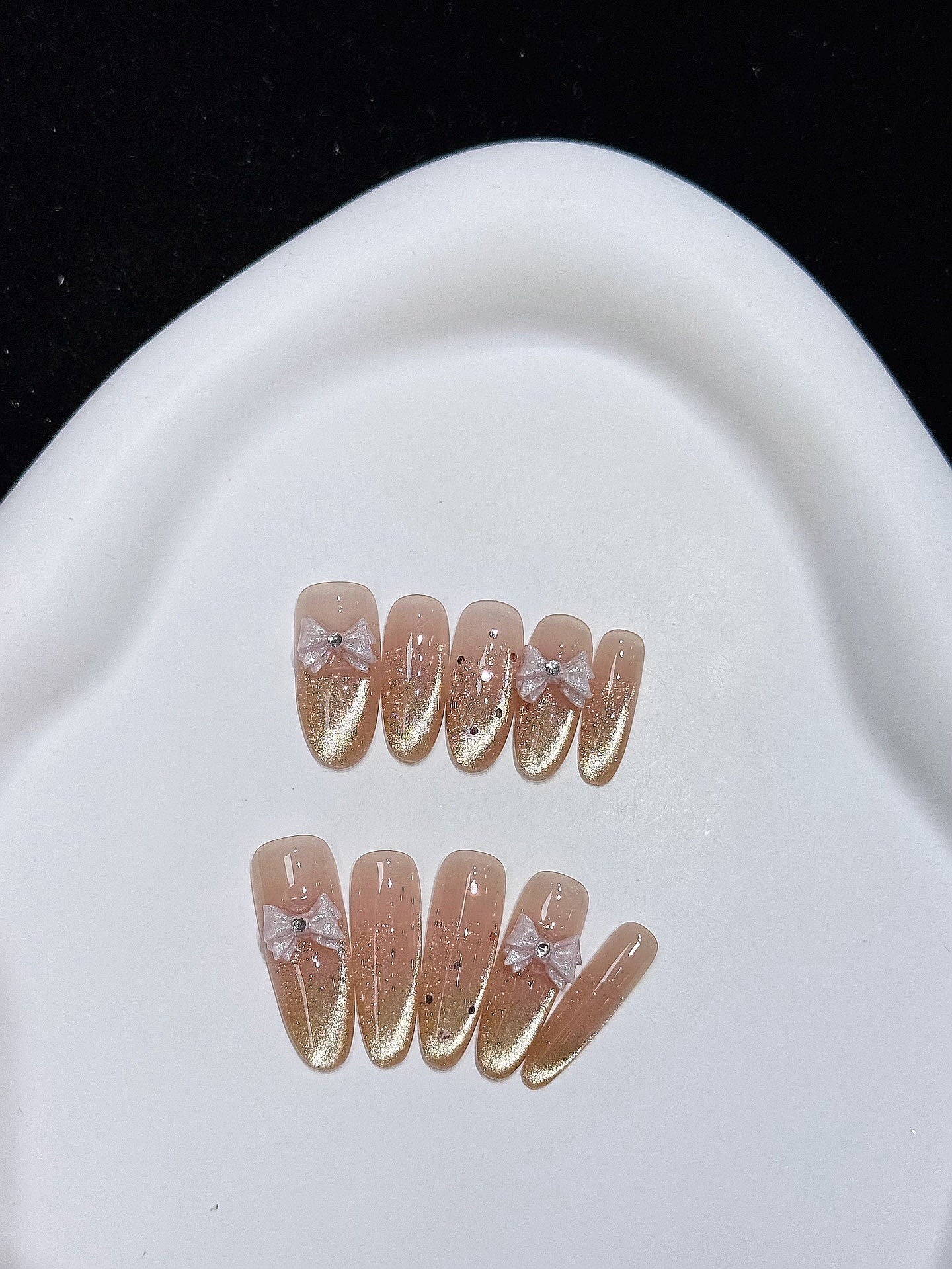 Champagne Spark press on nails