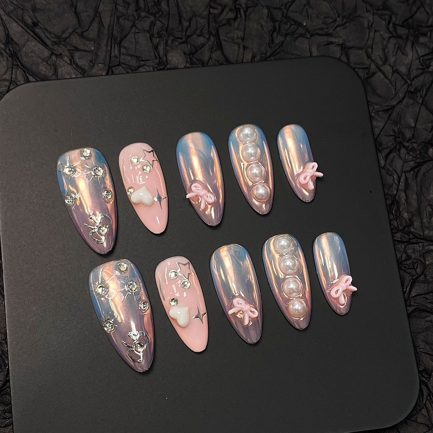 Lustrous Bow press on nails