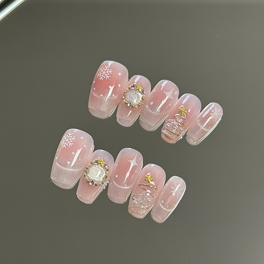 Snowflake Luster press on nails