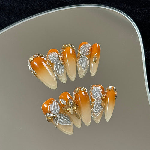 Amber Bloom press on nails
