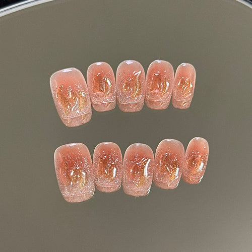Amber Embers press on nails