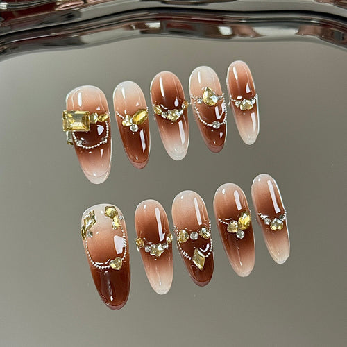 Amber Gleam press on nails