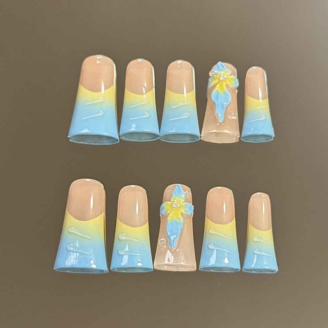 Azure Lily press on nails