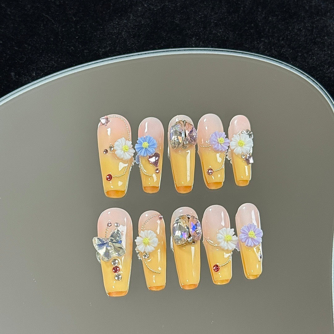 Blooming Sunset press on nails