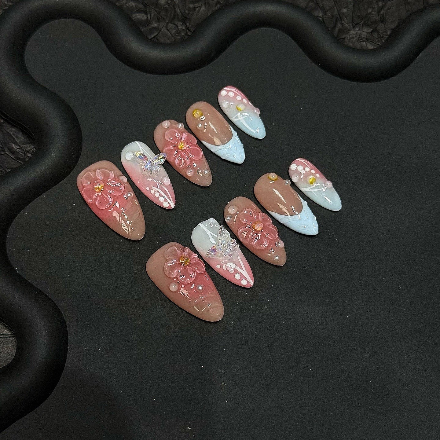 Blossom Gleam press on nails