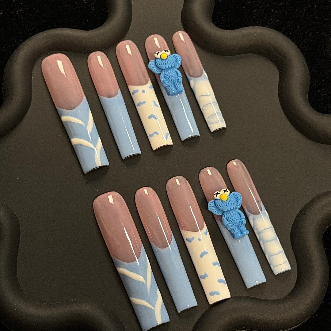 Blue Bear Charm press on nails