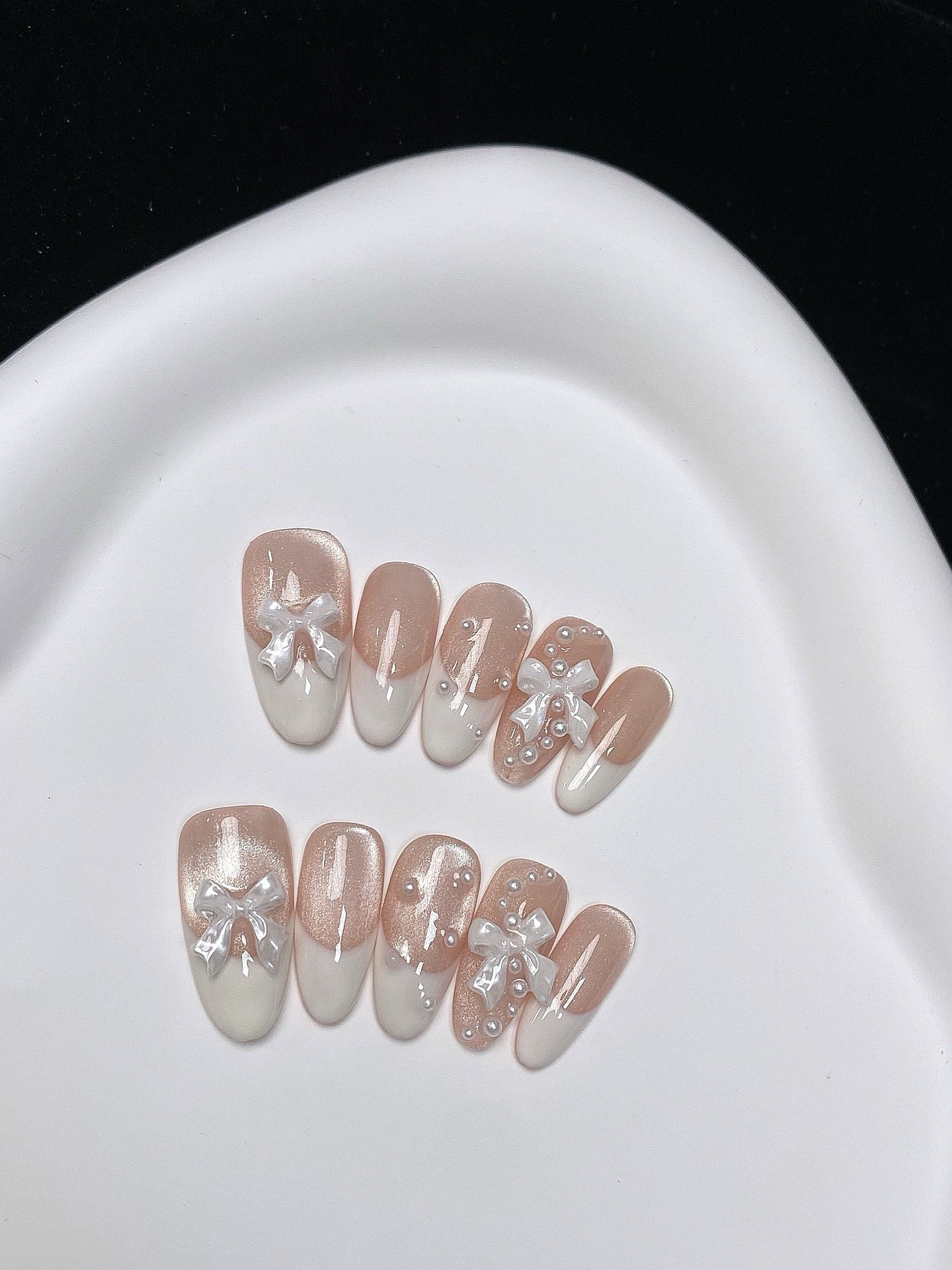 Bow Serenity press on nails