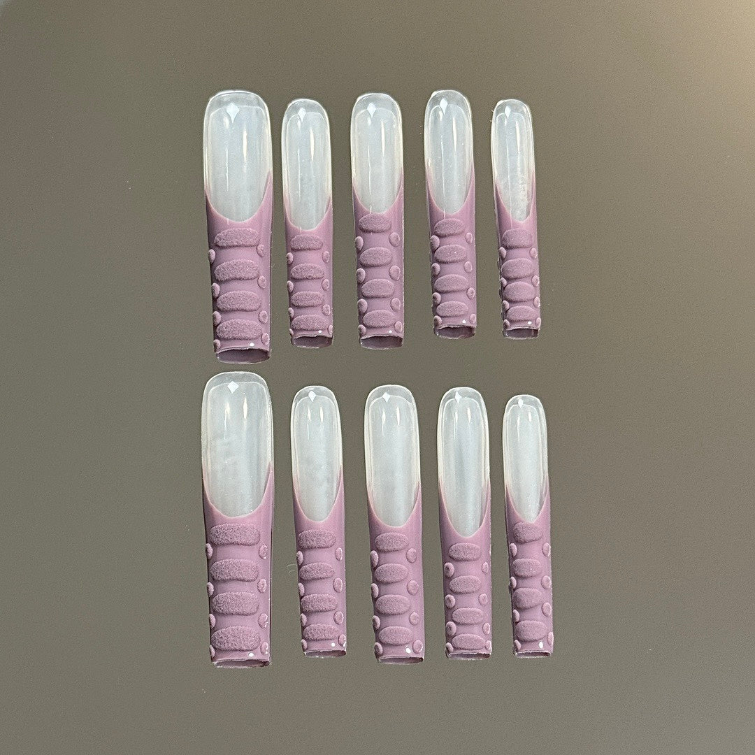 Bubbled Blush press on nails
