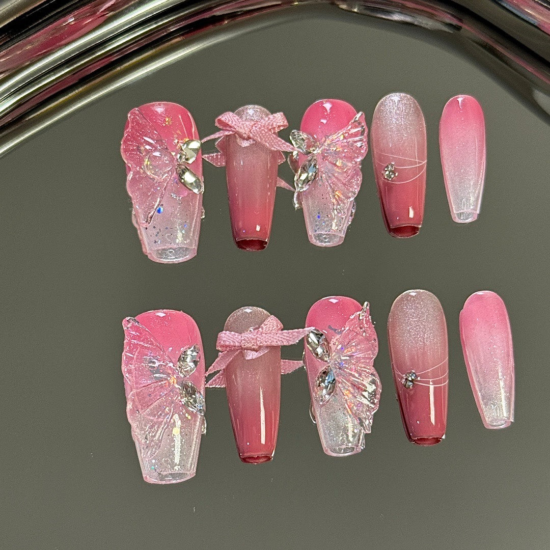 Butterfly Bow press on nails