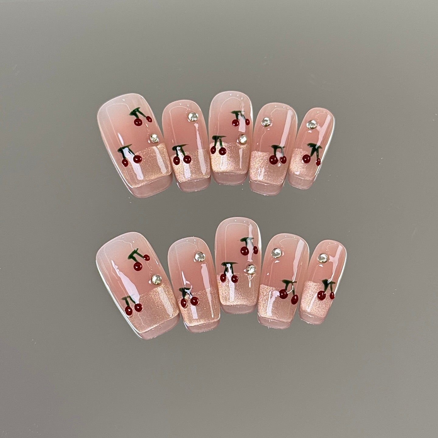 Cherry Spark press on nails