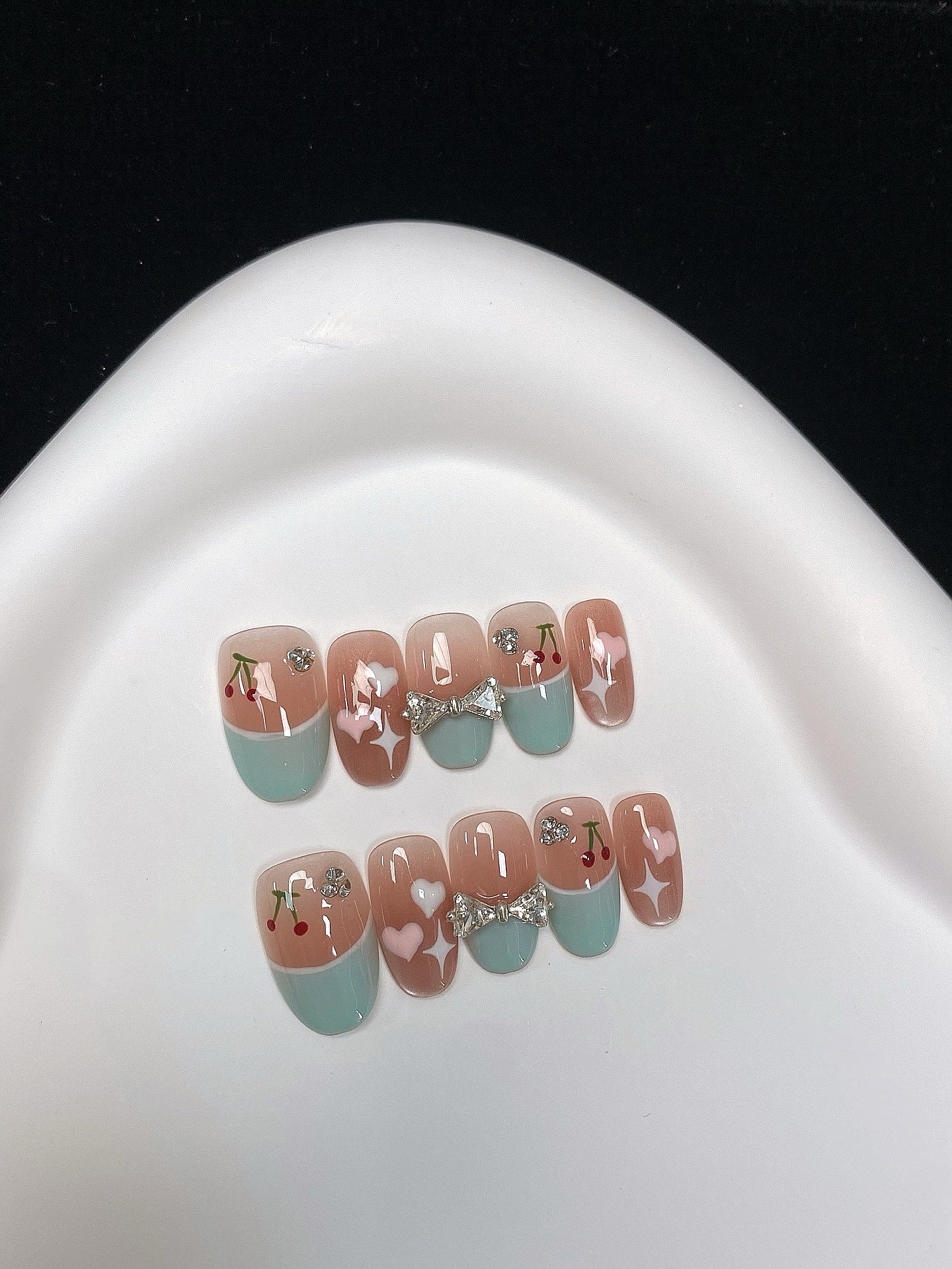 Cherry Sparkle press on nails