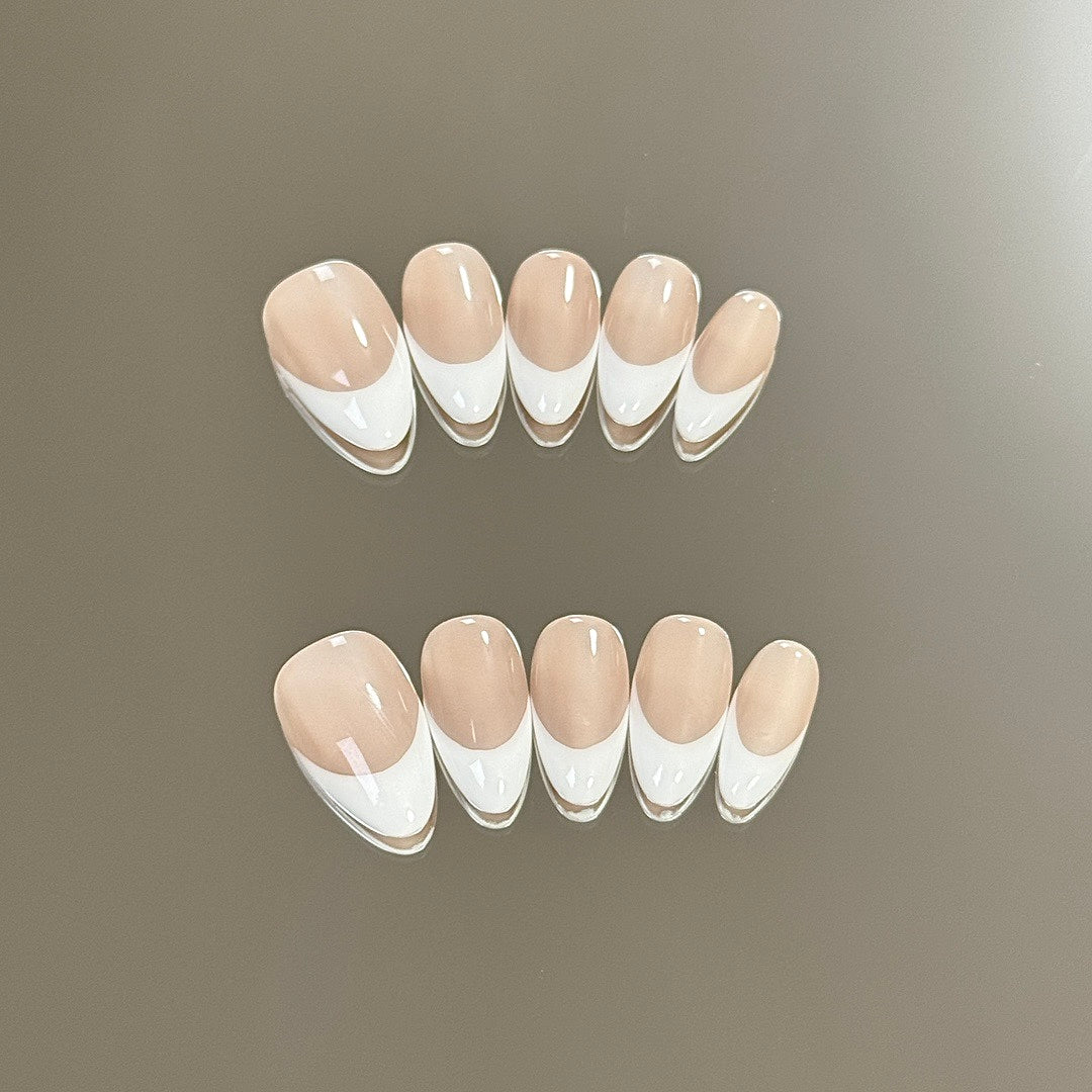 Crescent Glow press on nails