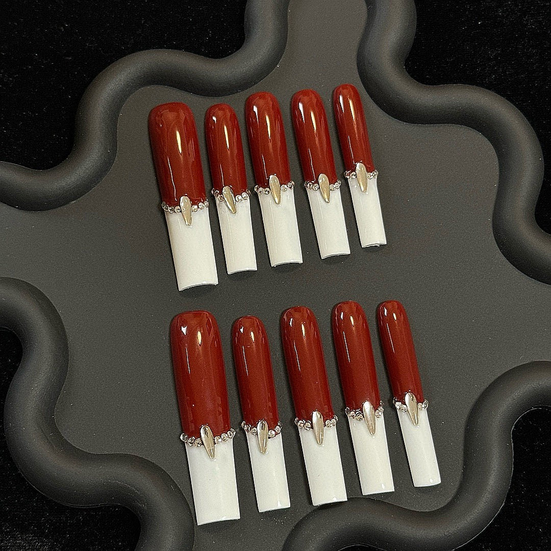 Crimson Cross press on nails