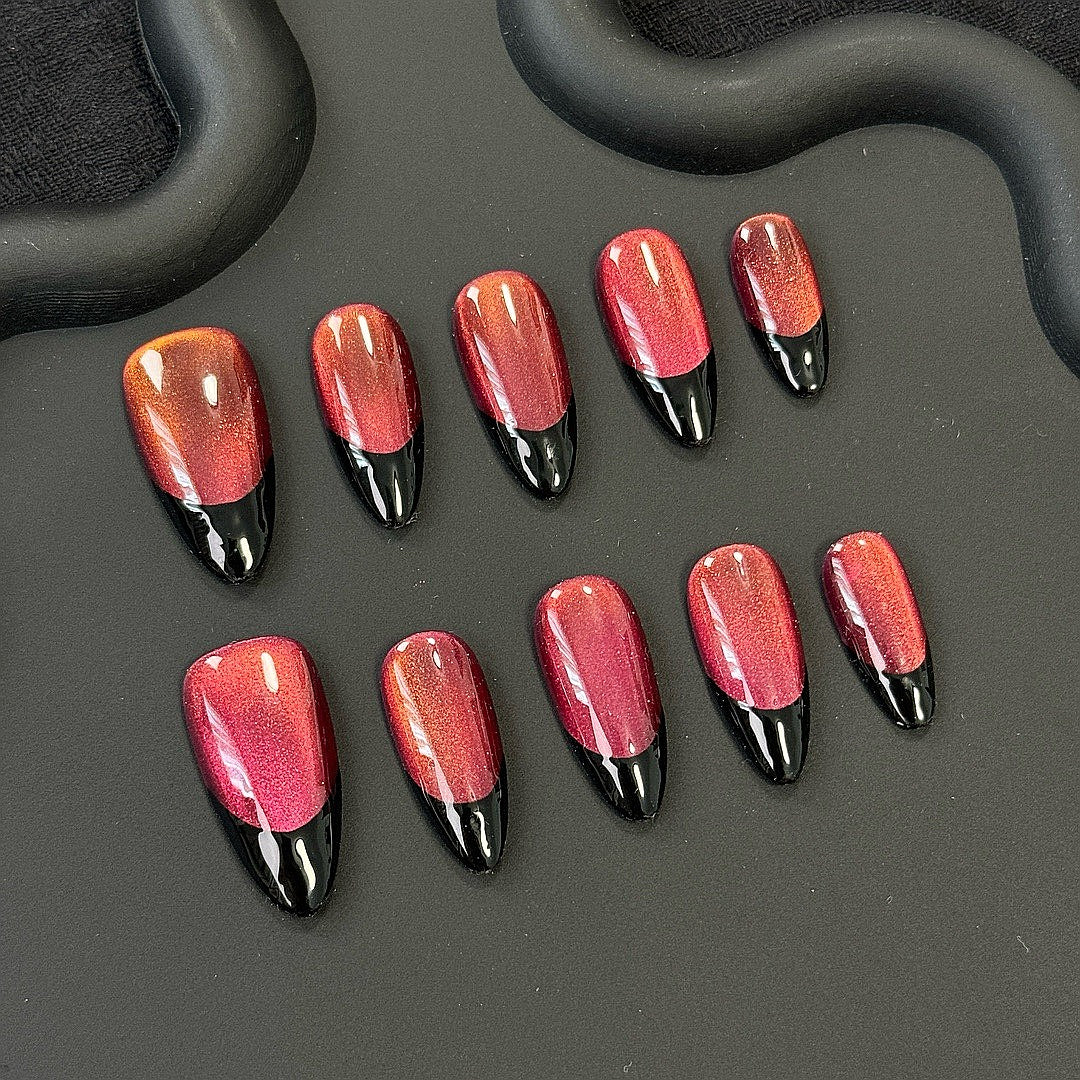 Crimson Eclipse press on nails