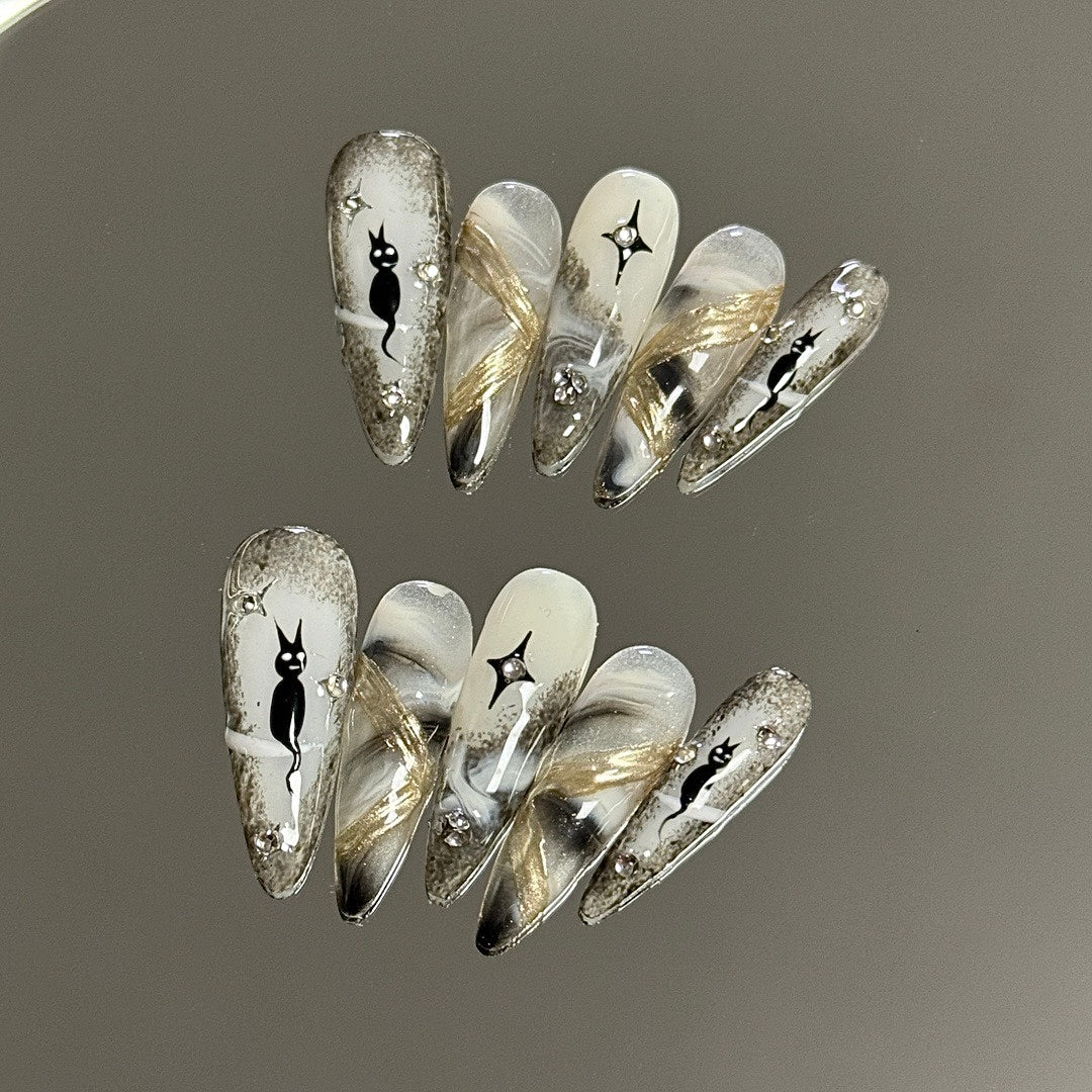 Feline Twist press on nails