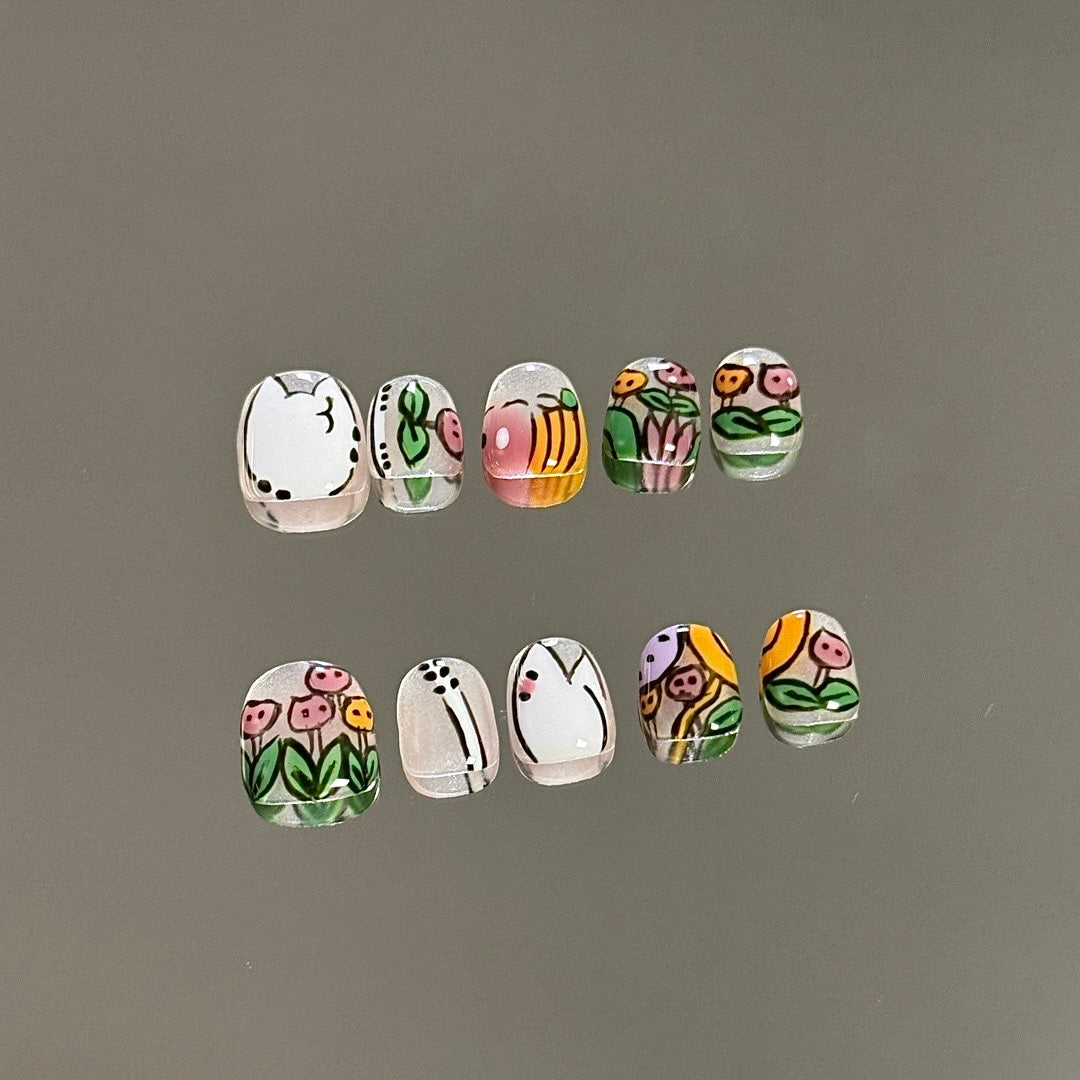 Garden Whimsy press on nails