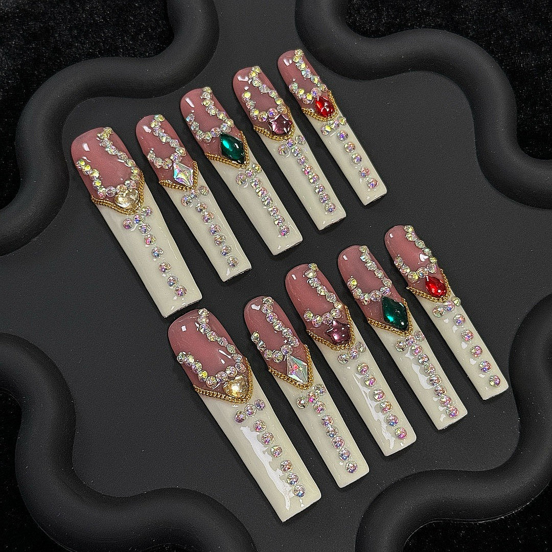 Garnet Cradle press on nails