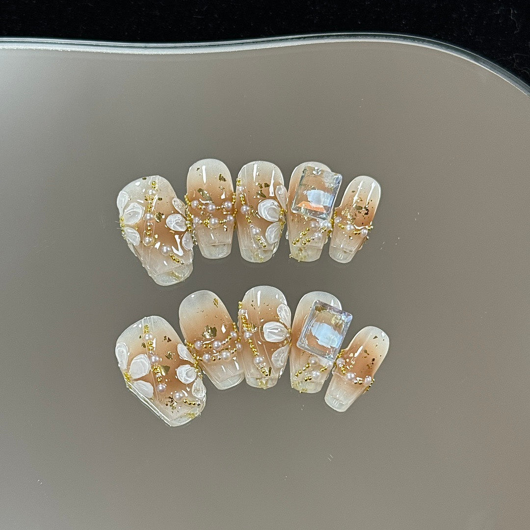 Gilded Blossoms press on nails