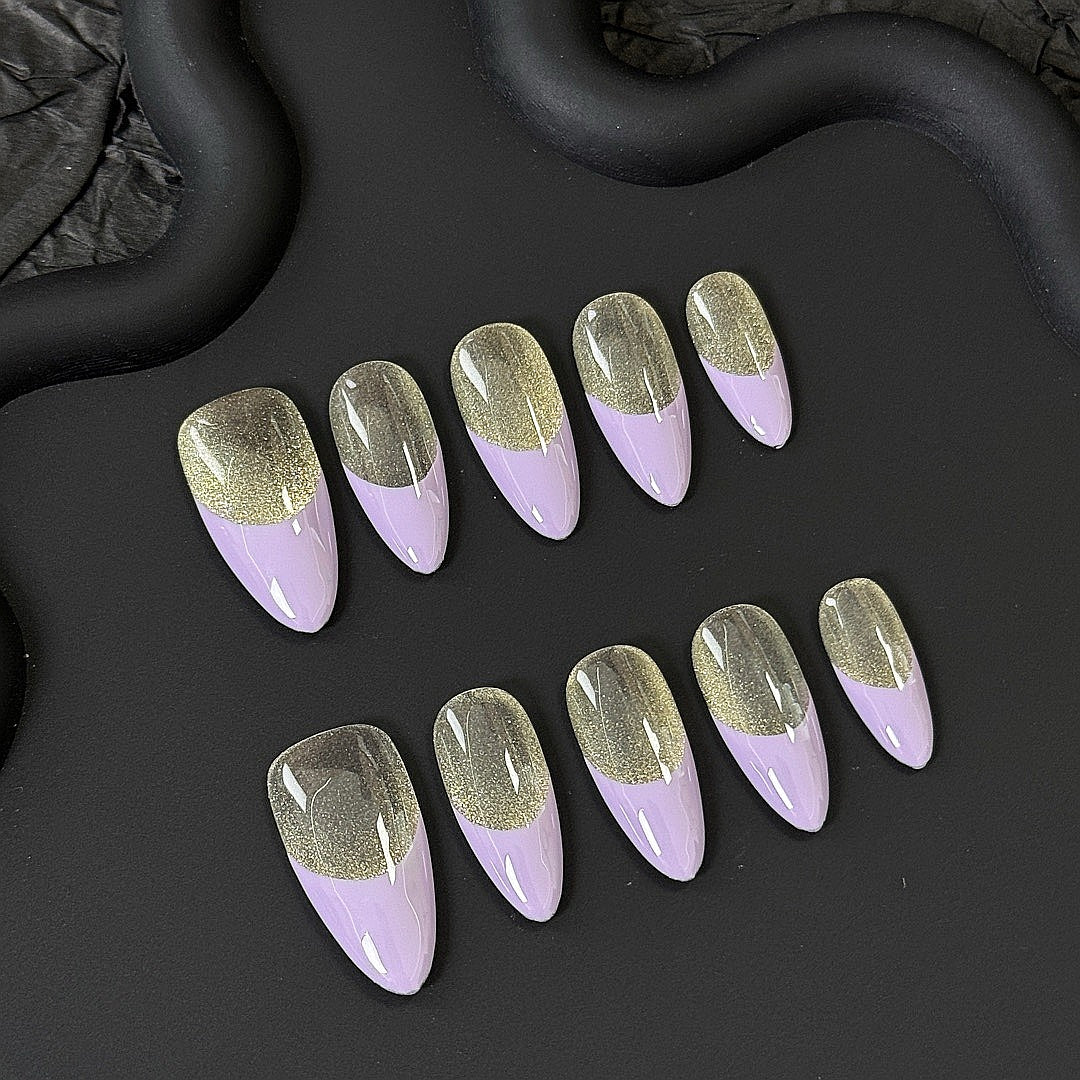 Gold Whisper press on nails
