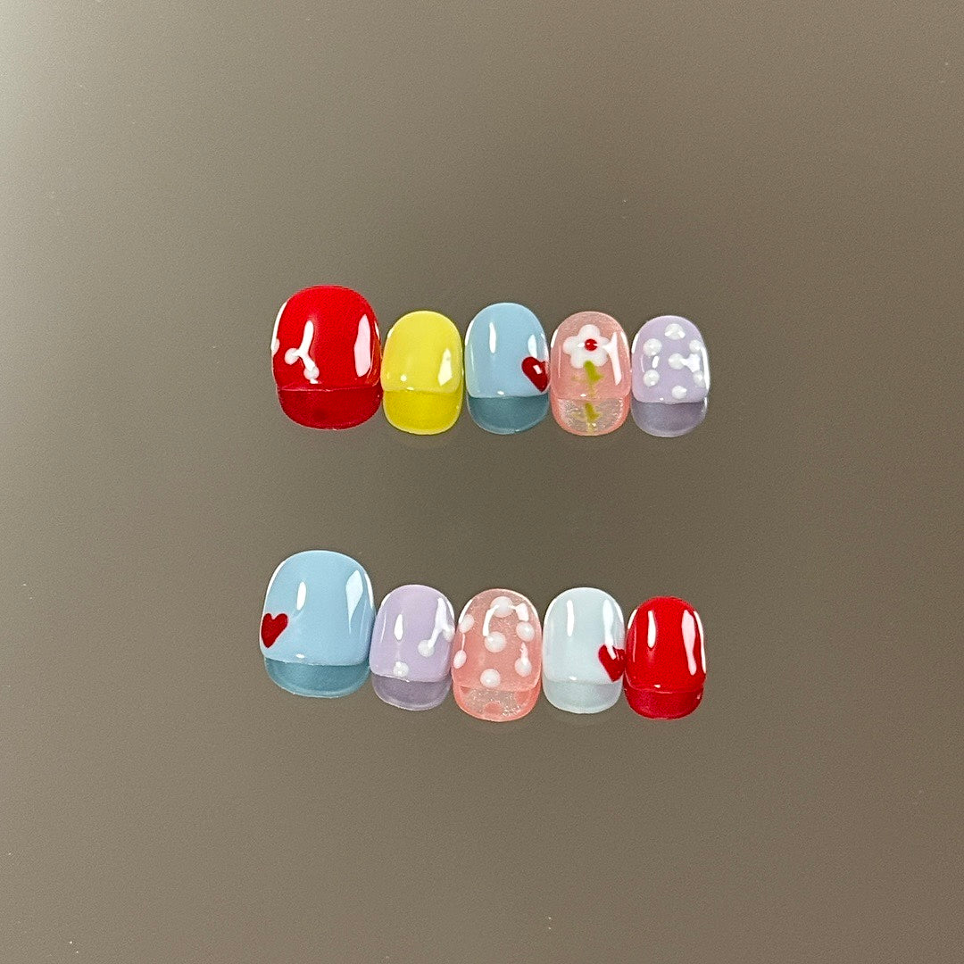Heart Blossom press on nails