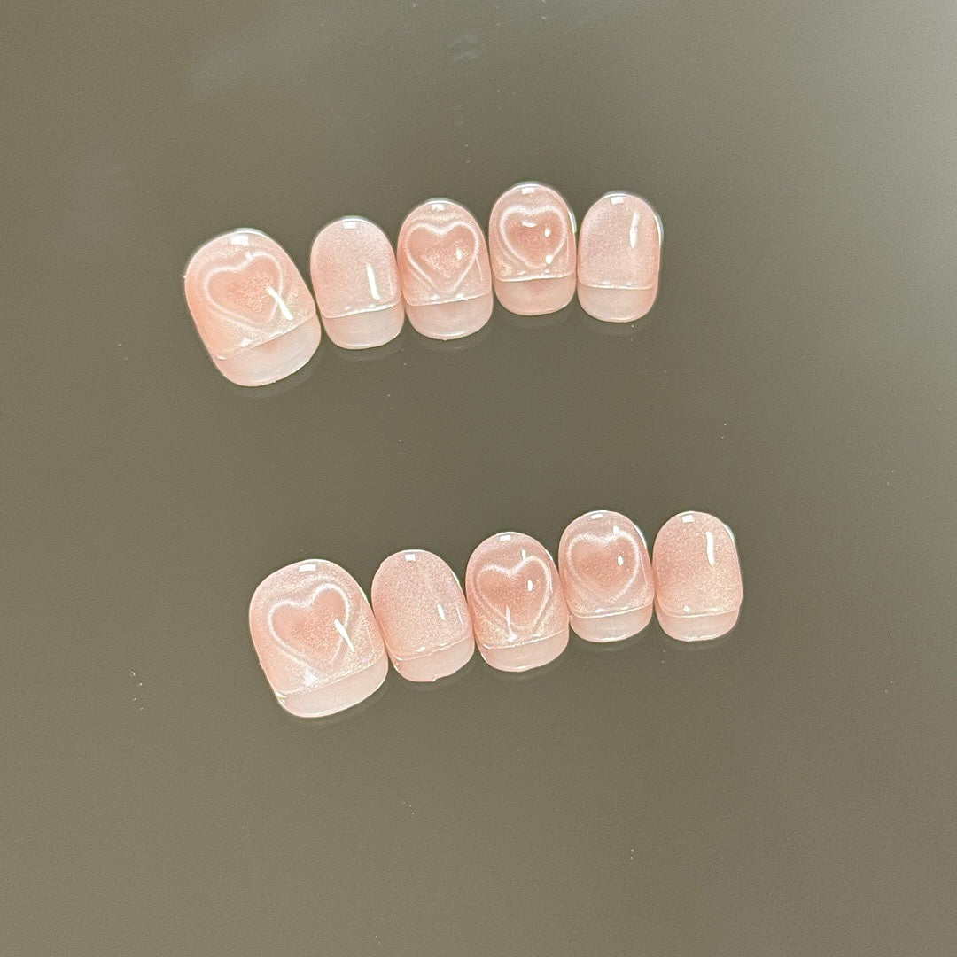 Heart Glow press on nails