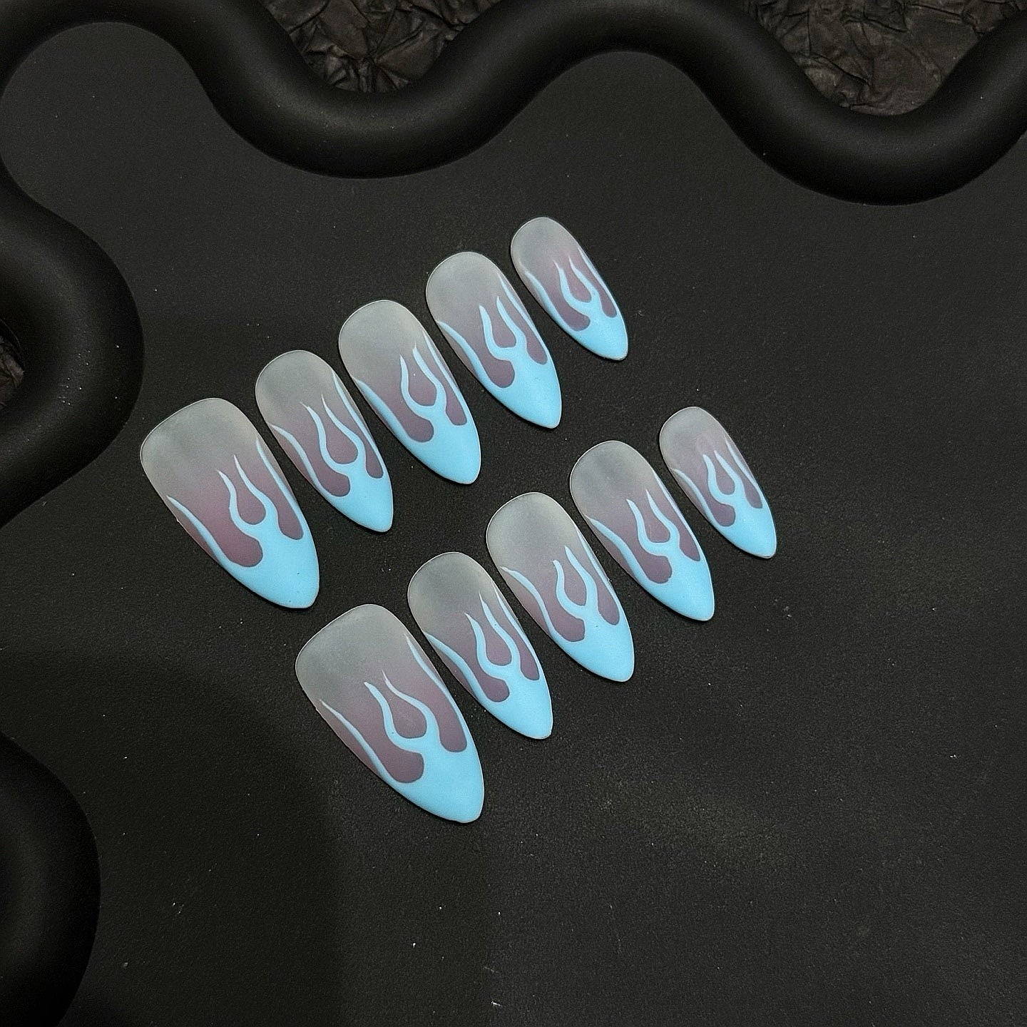 Icy Flames press on nails