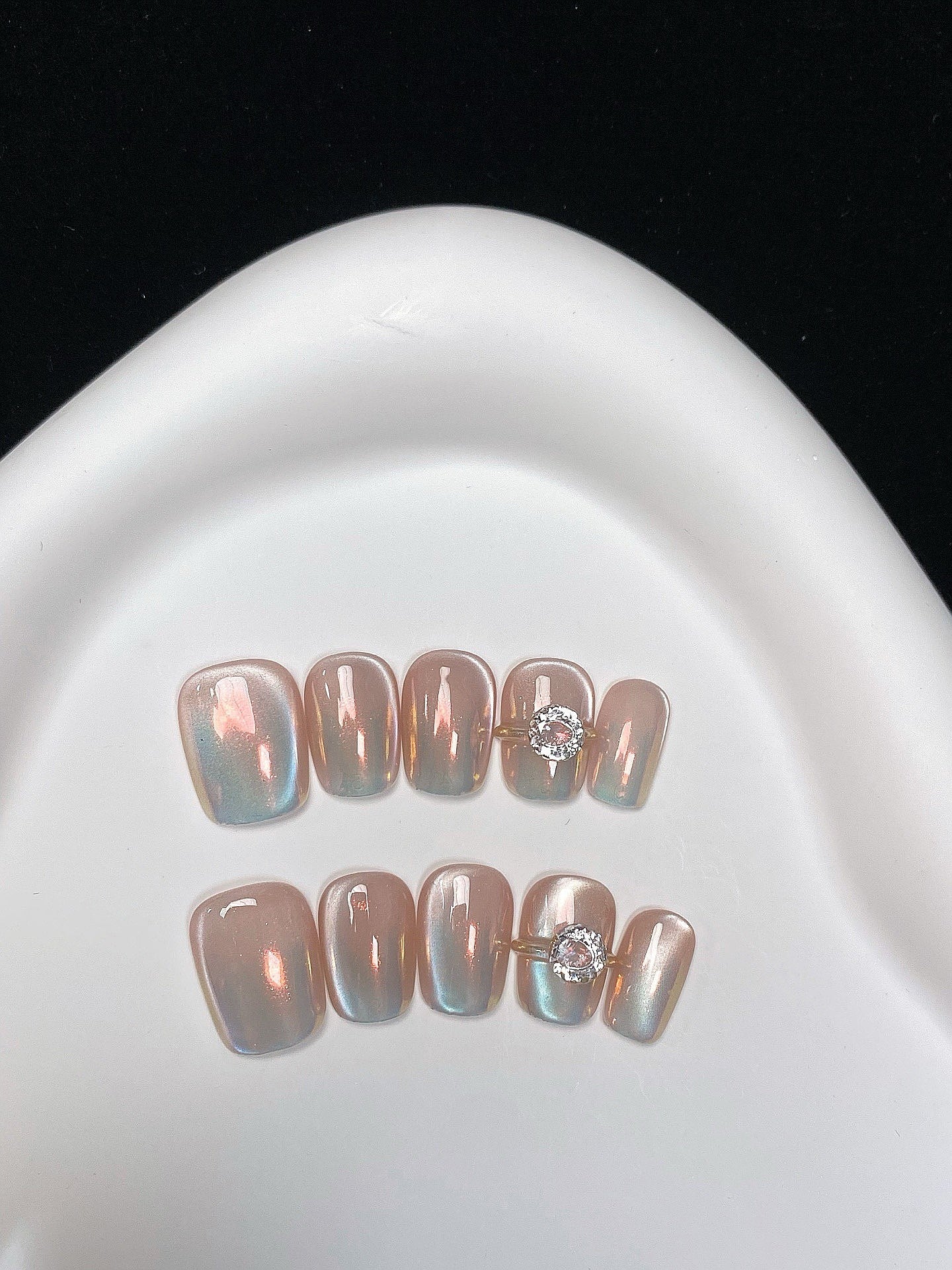 Iridescent Halo press on nails
