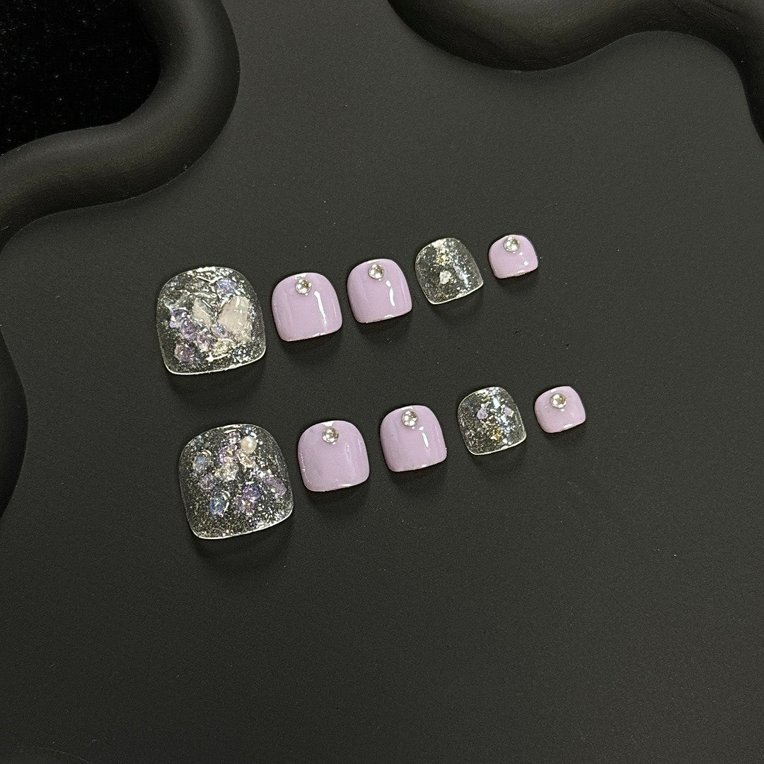 Lilac Glitz press on nails