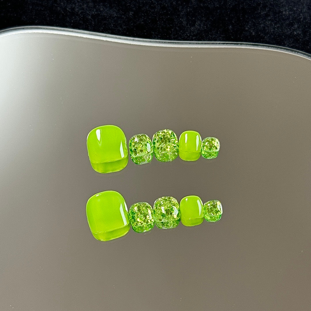 Lime Glitz press on nails