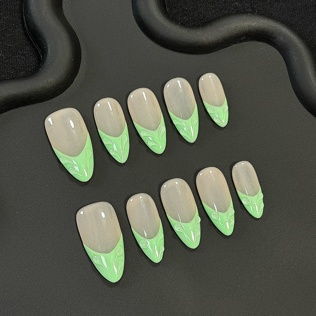 Mint Leaf press on nails