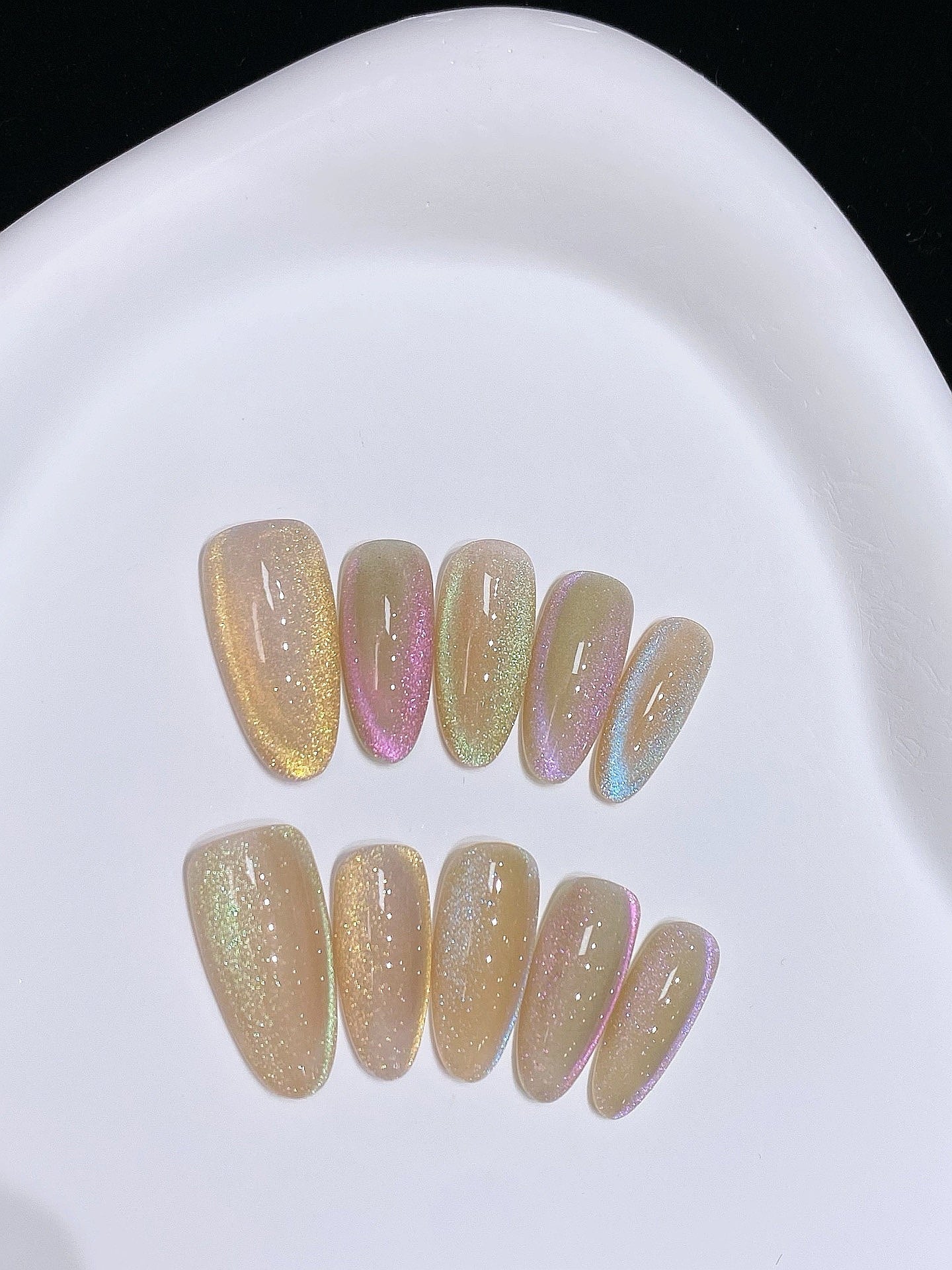 Opalescent Aura press on nails