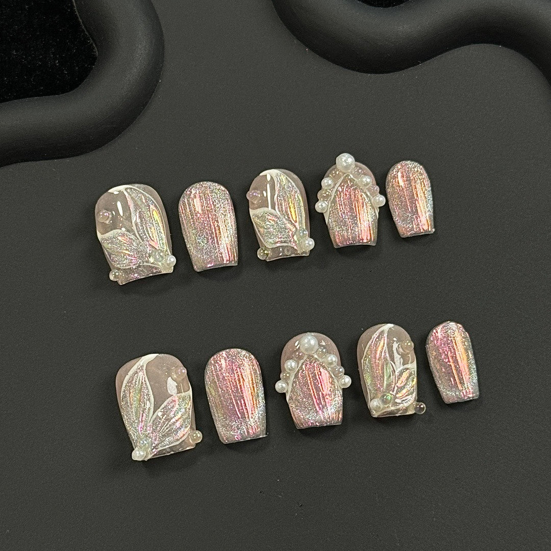 Pearl Flutter press on nails