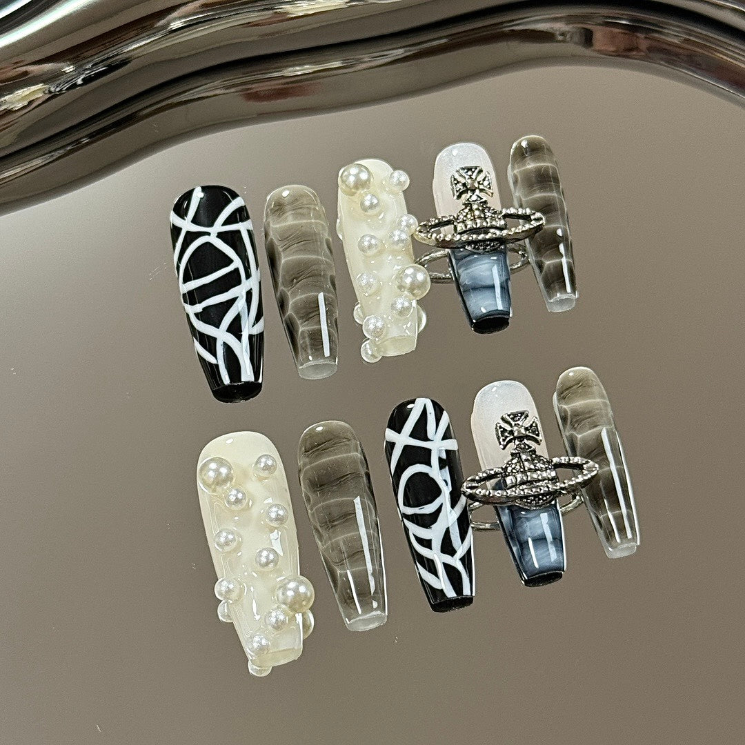 Pearl Orbit press on nails
