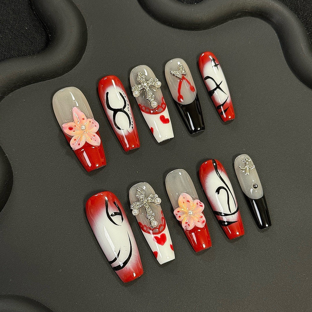 Petal Cross press on nails