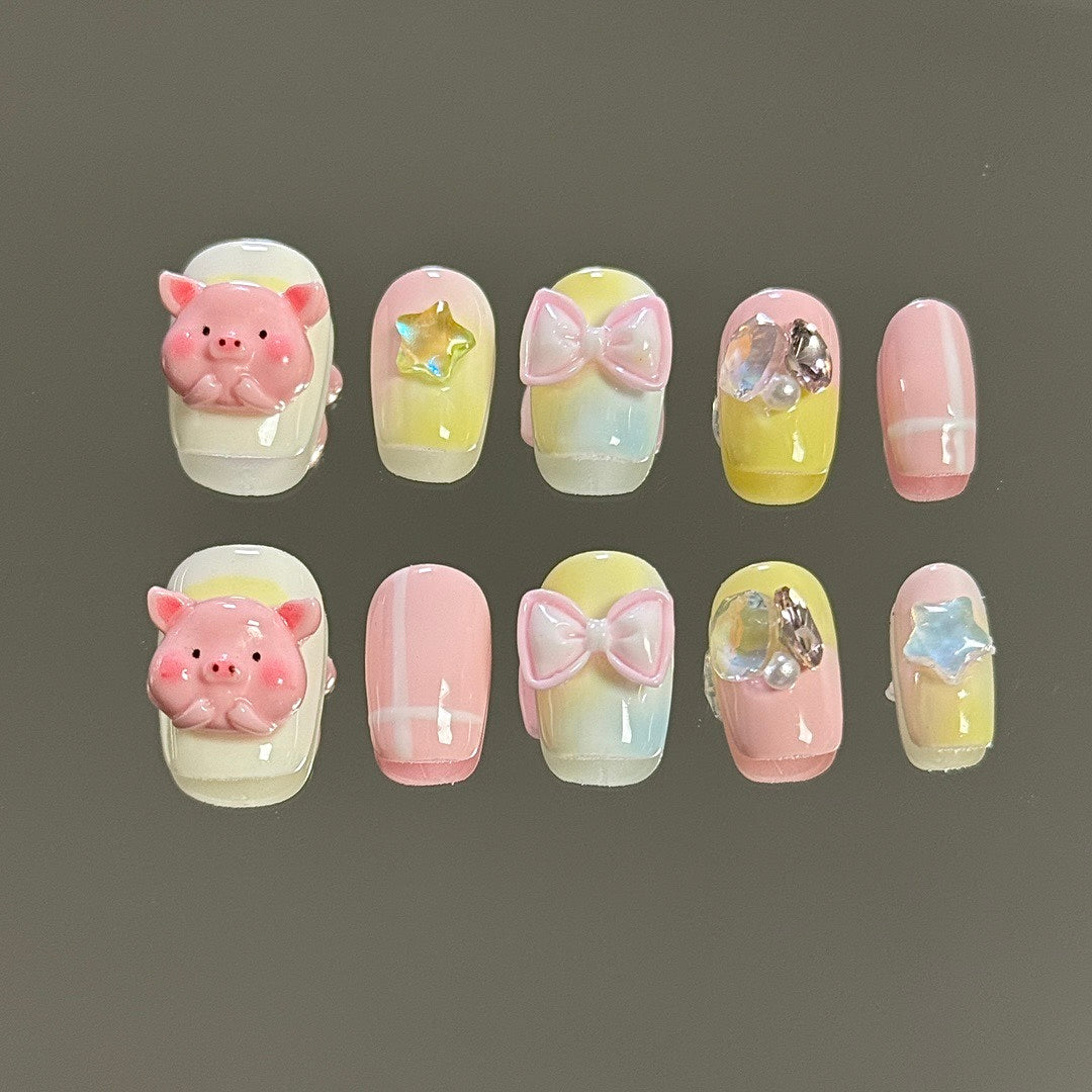 Piggy Charm press on nails