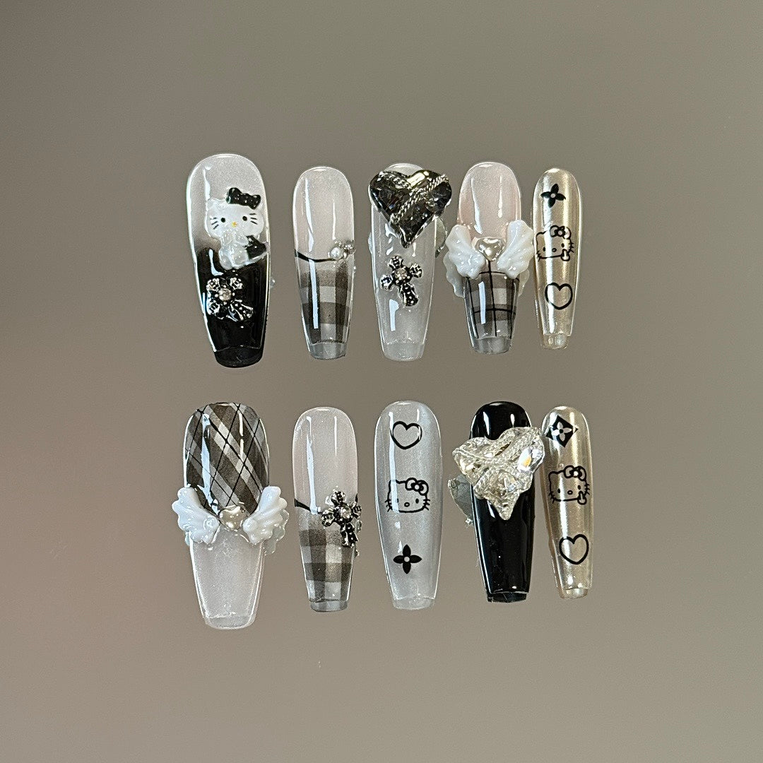 Plaid Charm press on nails