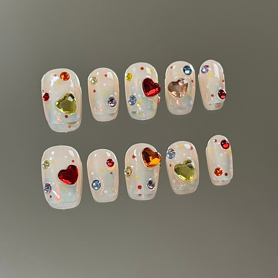 Rainbow Gem press on nails