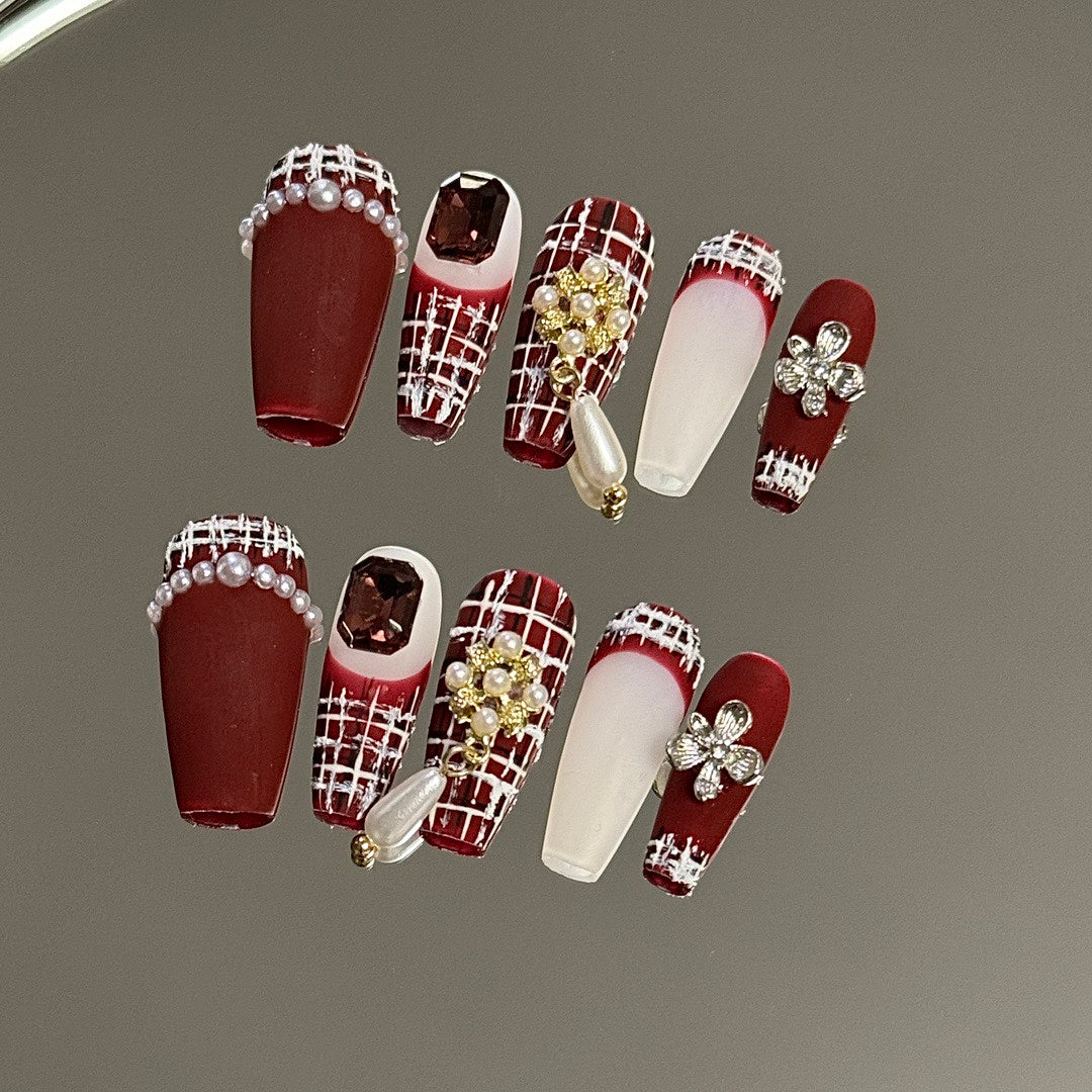 Ruby Grid press on nails