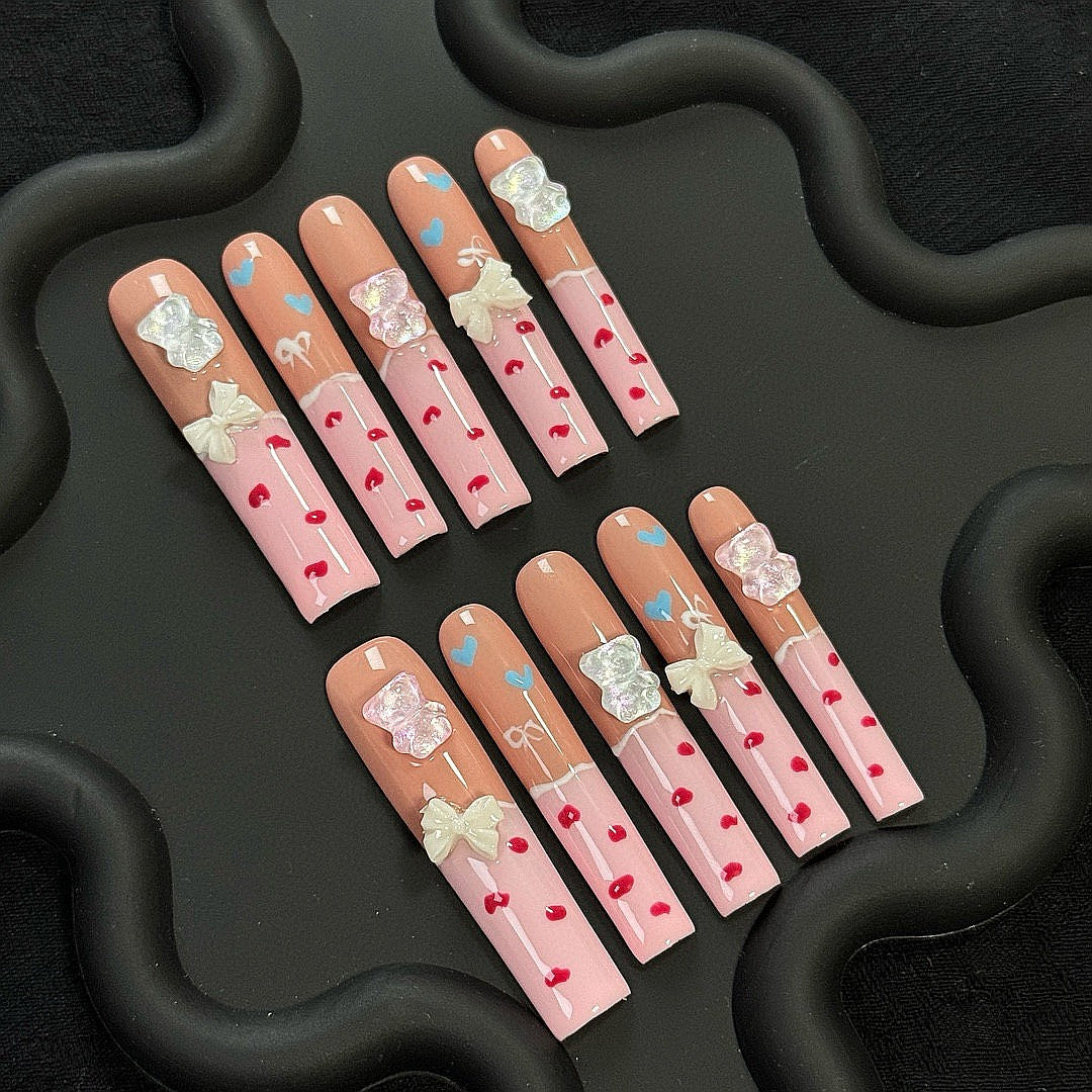 Teddy Bow press on nails