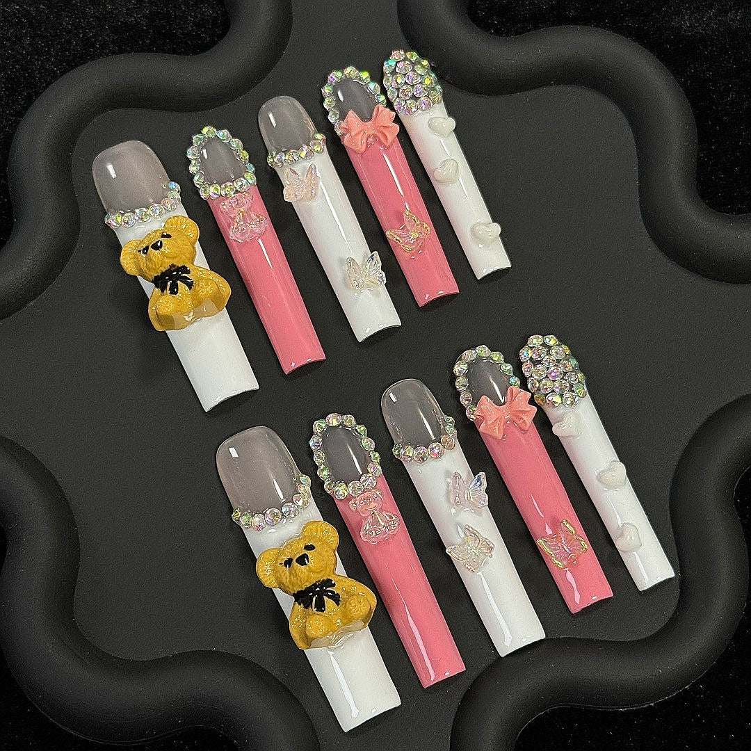 Teddy Sparkle press on nails