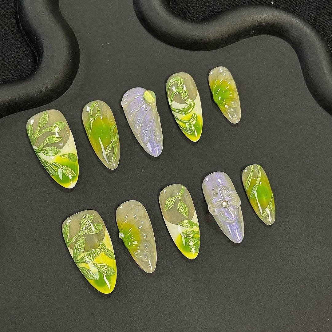 Verdant Bloom press on nails