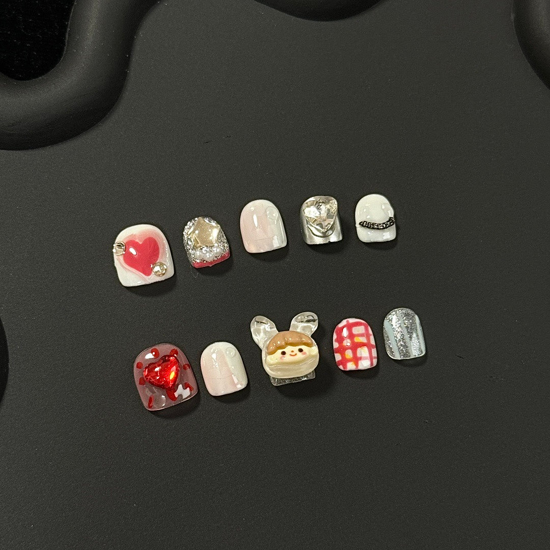 Whimsy Hearts press on nails